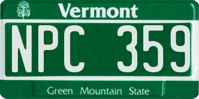 VT license plate NPC359