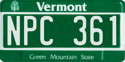 VT license plate NPC361
