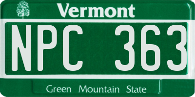 VT license plate NPC363