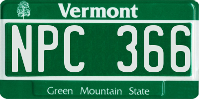 VT license plate NPC366