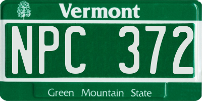 VT license plate NPC372