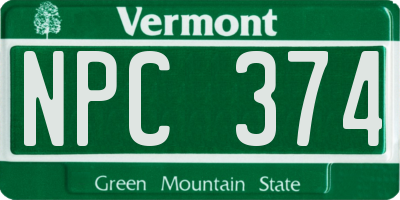 VT license plate NPC374