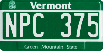 VT license plate NPC375
