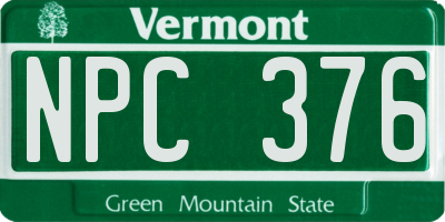 VT license plate NPC376