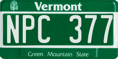 VT license plate NPC377