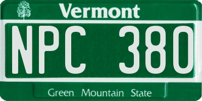 VT license plate NPC380