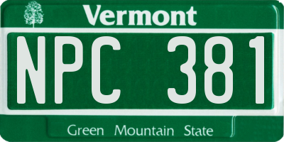 VT license plate NPC381