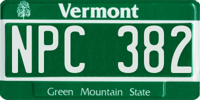 VT license plate NPC382