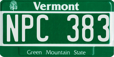 VT license plate NPC383