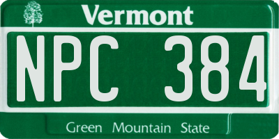 VT license plate NPC384