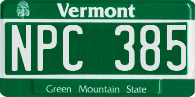 VT license plate NPC385