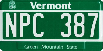 VT license plate NPC387