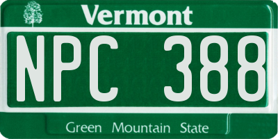 VT license plate NPC388