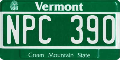 VT license plate NPC390