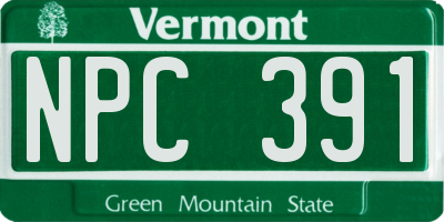 VT license plate NPC391
