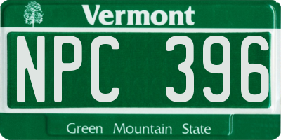 VT license plate NPC396