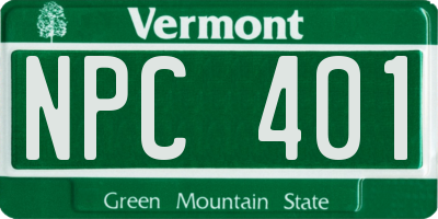 VT license plate NPC401