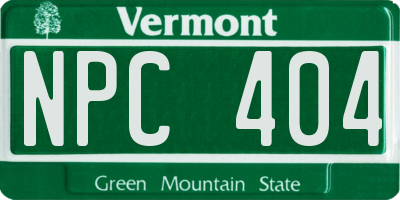 VT license plate NPC404