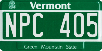 VT license plate NPC405