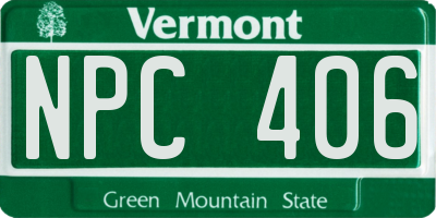 VT license plate NPC406