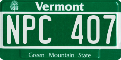 VT license plate NPC407