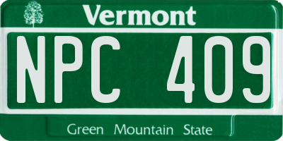 VT license plate NPC409