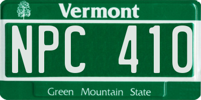 VT license plate NPC410
