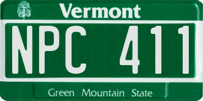 VT license plate NPC411