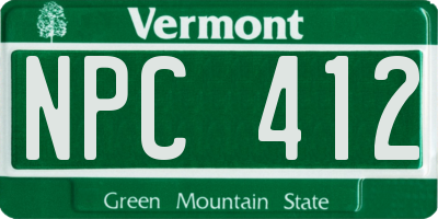 VT license plate NPC412