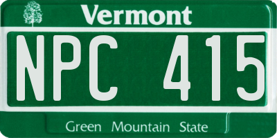 VT license plate NPC415
