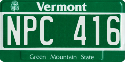 VT license plate NPC416