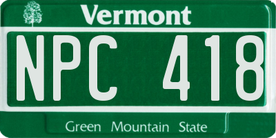 VT license plate NPC418