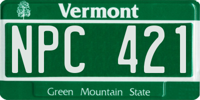 VT license plate NPC421