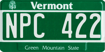 VT license plate NPC422