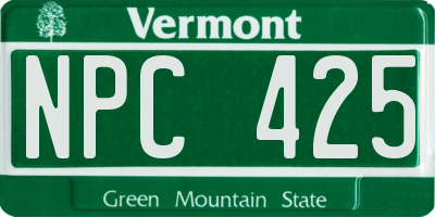 VT license plate NPC425