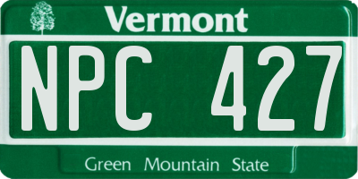 VT license plate NPC427