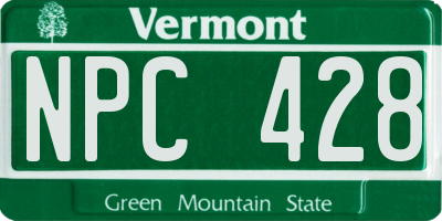 VT license plate NPC428