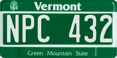VT license plate NPC432