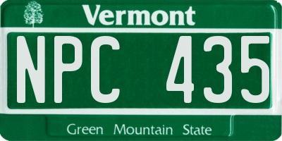 VT license plate NPC435