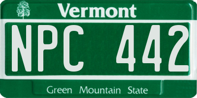 VT license plate NPC442
