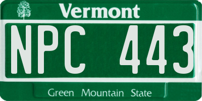 VT license plate NPC443