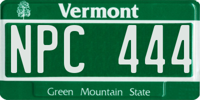 VT license plate NPC444