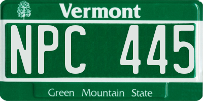 VT license plate NPC445