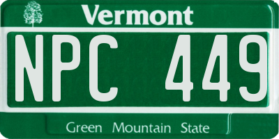 VT license plate NPC449