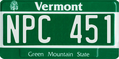 VT license plate NPC451