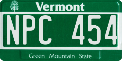 VT license plate NPC454
