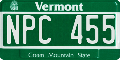 VT license plate NPC455