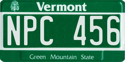VT license plate NPC456