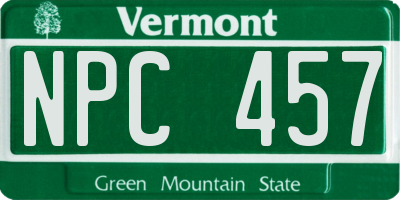 VT license plate NPC457