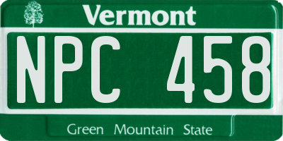 VT license plate NPC458